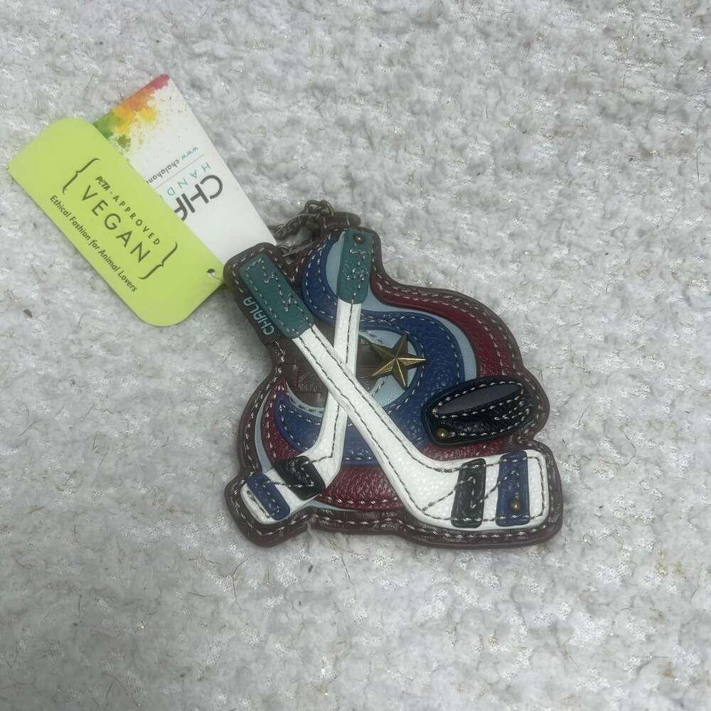 Hockey Stick PuckCoin Purse by Chala Handbags Keychain Vegan Leather NWT
